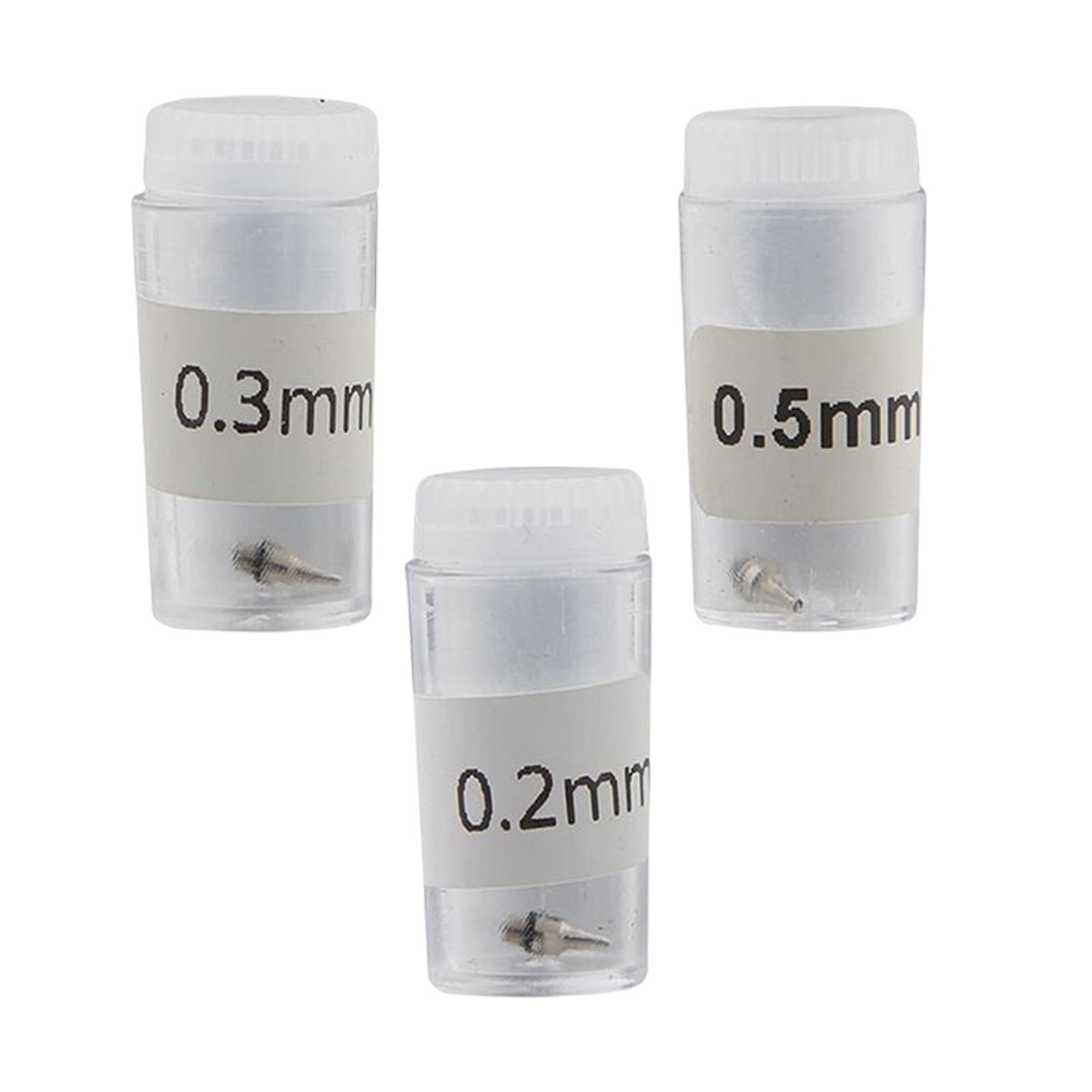 3 Pcs Airbrush Nozzle for Painting Machine for Airbrush 0.2/0.3/0.5mm Professional Airbrush Parts Replacement Parts for Crafting