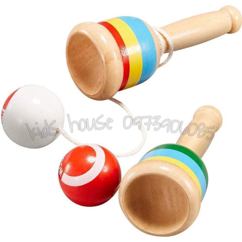 Đồ chơi Kendama tung bóng bằng gỗ giúp con tránh xa IPAD| Đồ chơi an toàn