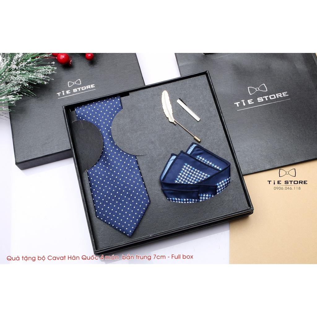 Cavat Bộ Cao Cấp Hàn Quốc 4 món Phụ Kiện - Full box kèm túi xách sang trọng, tông xanh navy