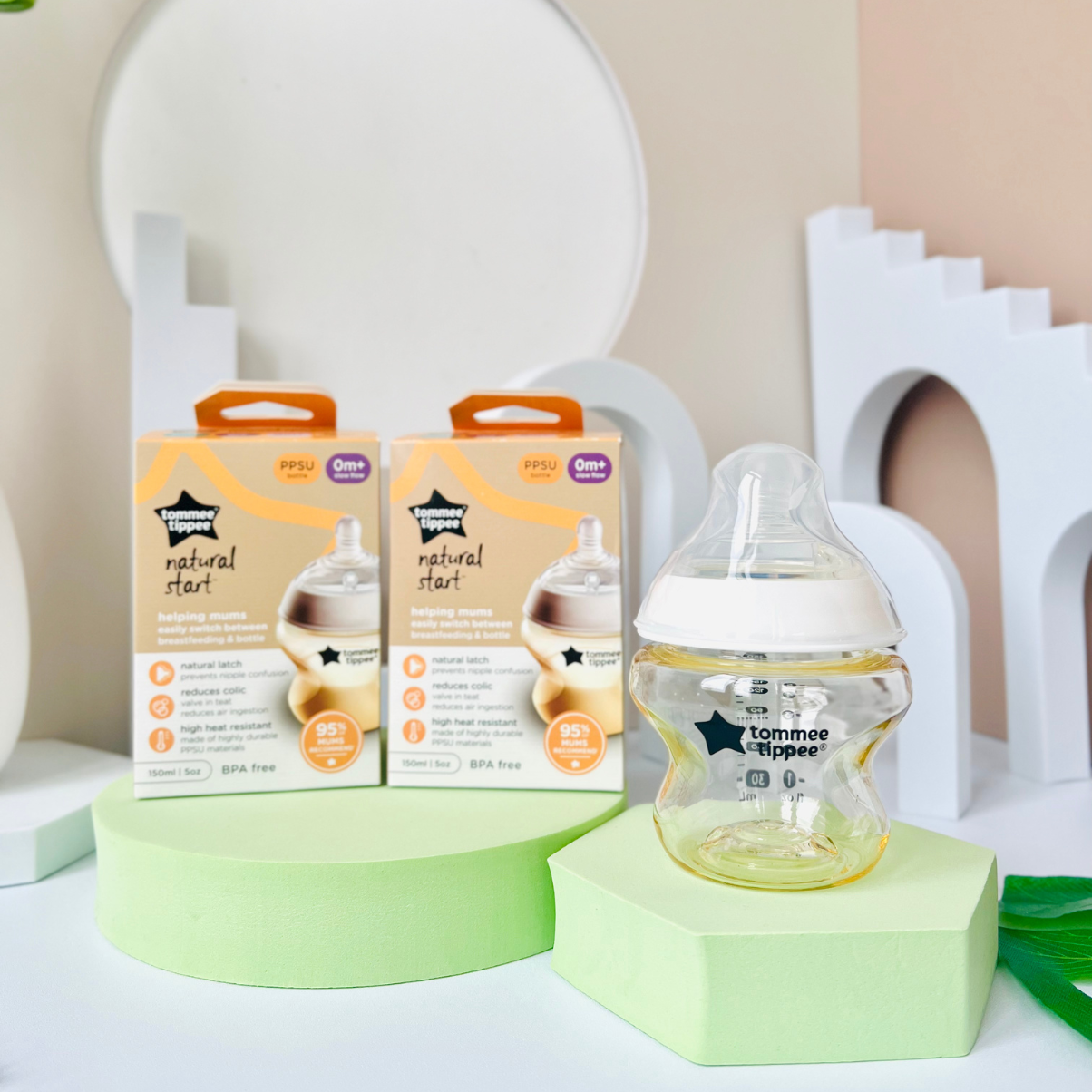 COMBO Ty Ngậm Dạ Quang Tommee Tippee Night Time 0-6m & Bình Sữa PPSU Ty Siêu Mềm Tommee Tippee Natural Start 150ml