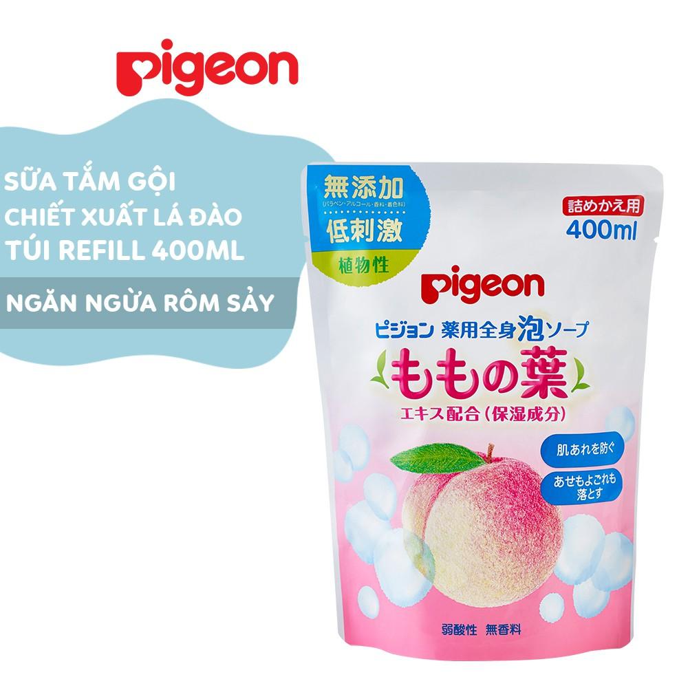 Sữa tắm gội tạo bọt chiết xuất lá đào Pigeon túi 400ml