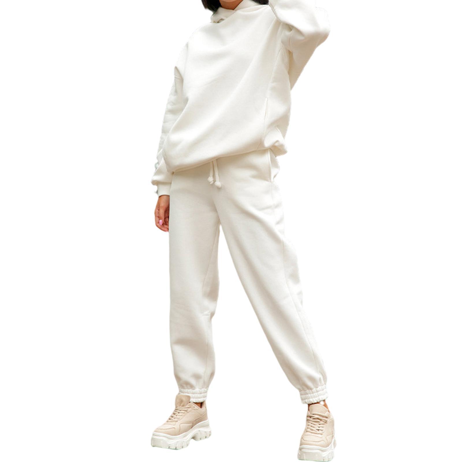 Womens Hoodies Sweatshirt Pants Set for Autumn Winter Warm Jogging Tracksuit