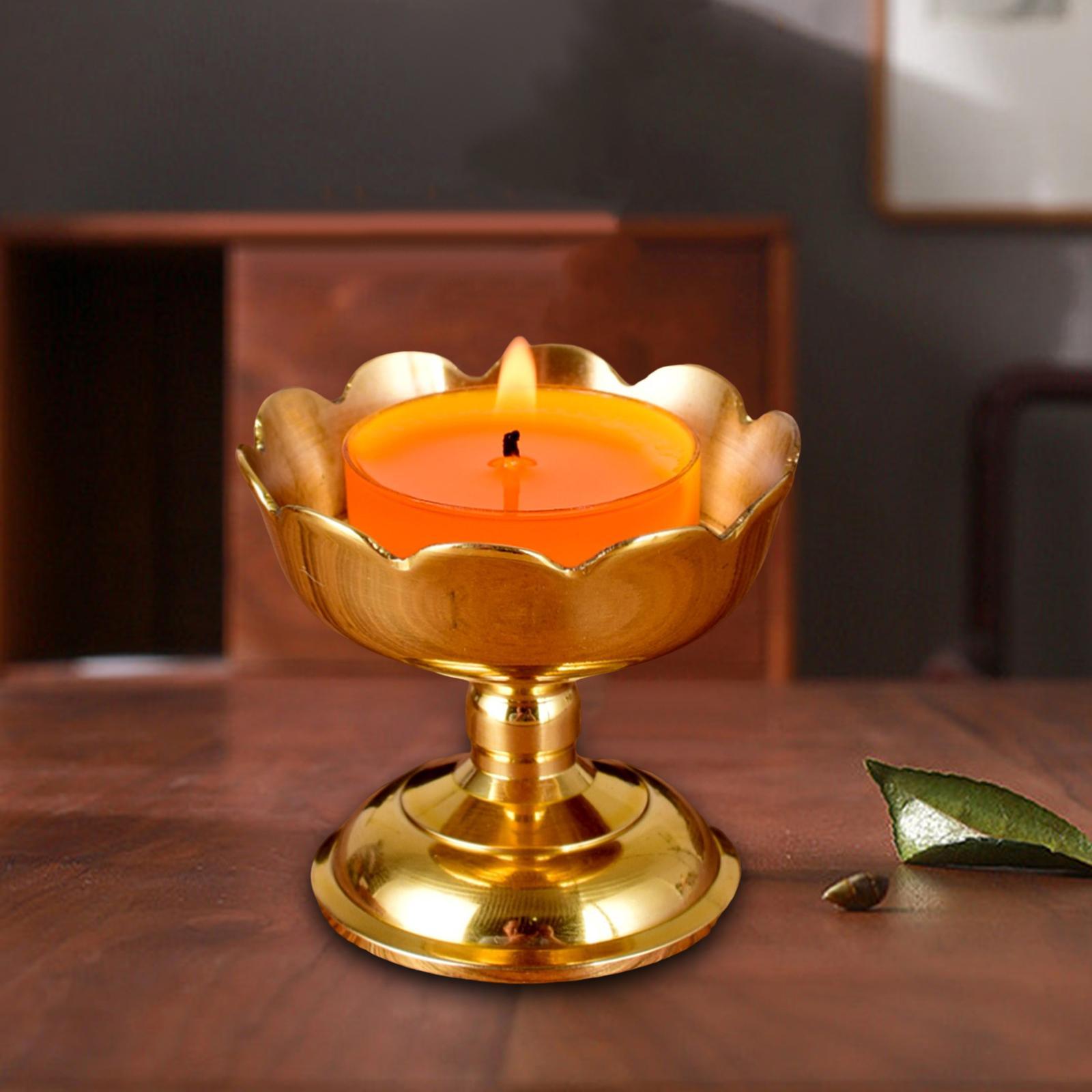 Metal Tibetan Ghee Lamp Holder Table Centerpiece Buddhist Light Holder