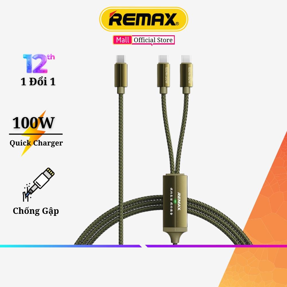 Cáp Sạc Nhanh Đa Năng 2in1 Type C to C+C 100W Remax RC-092t Bảo Hành Chính Hãng 12 Tháng 1 Đổi 1- Hàng Chính Hãng