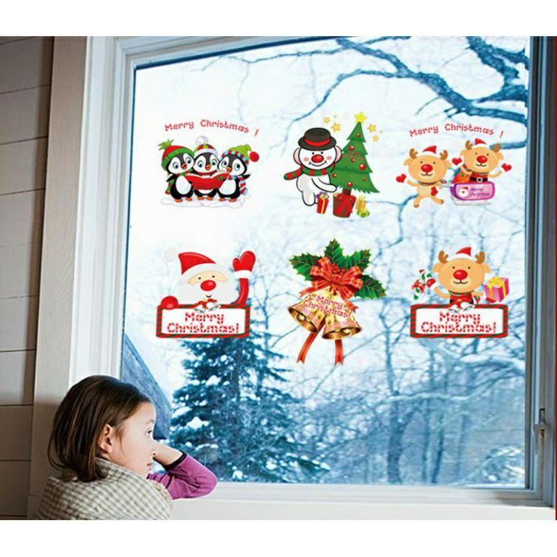 Decal tranh dán Noel 6 khung hoạt hình xinh