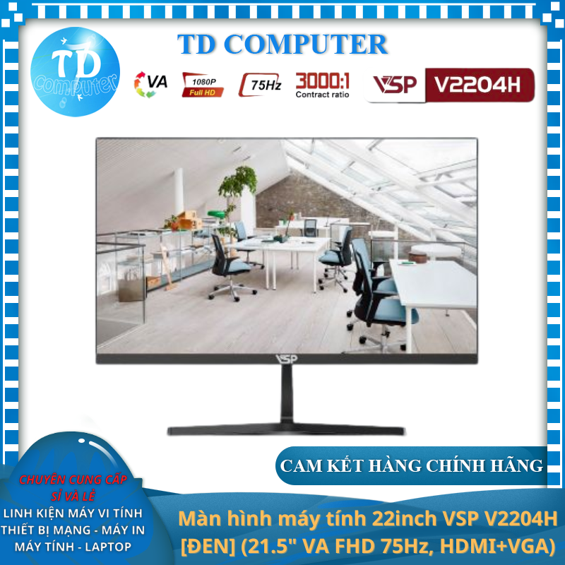 Màn hình máy tính 22inch VSP V2204H Phẳng LED Tràn Viền - Hàng chính hãng VSP phân phối