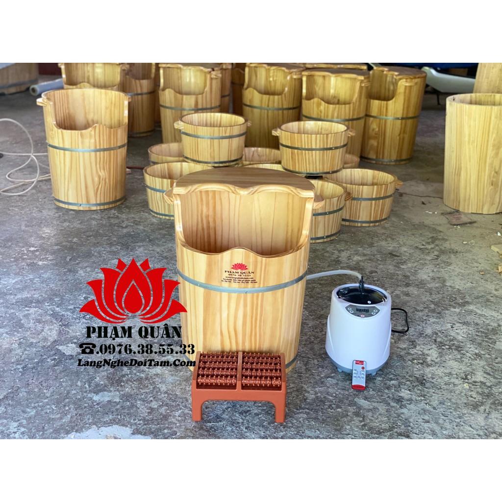 Thùng gỗ xông chân kèm máy 2lit gỗ thông hàng chọn lọc, thùng gỗ ngâm chân, tặng kèm thảo dược xông chân