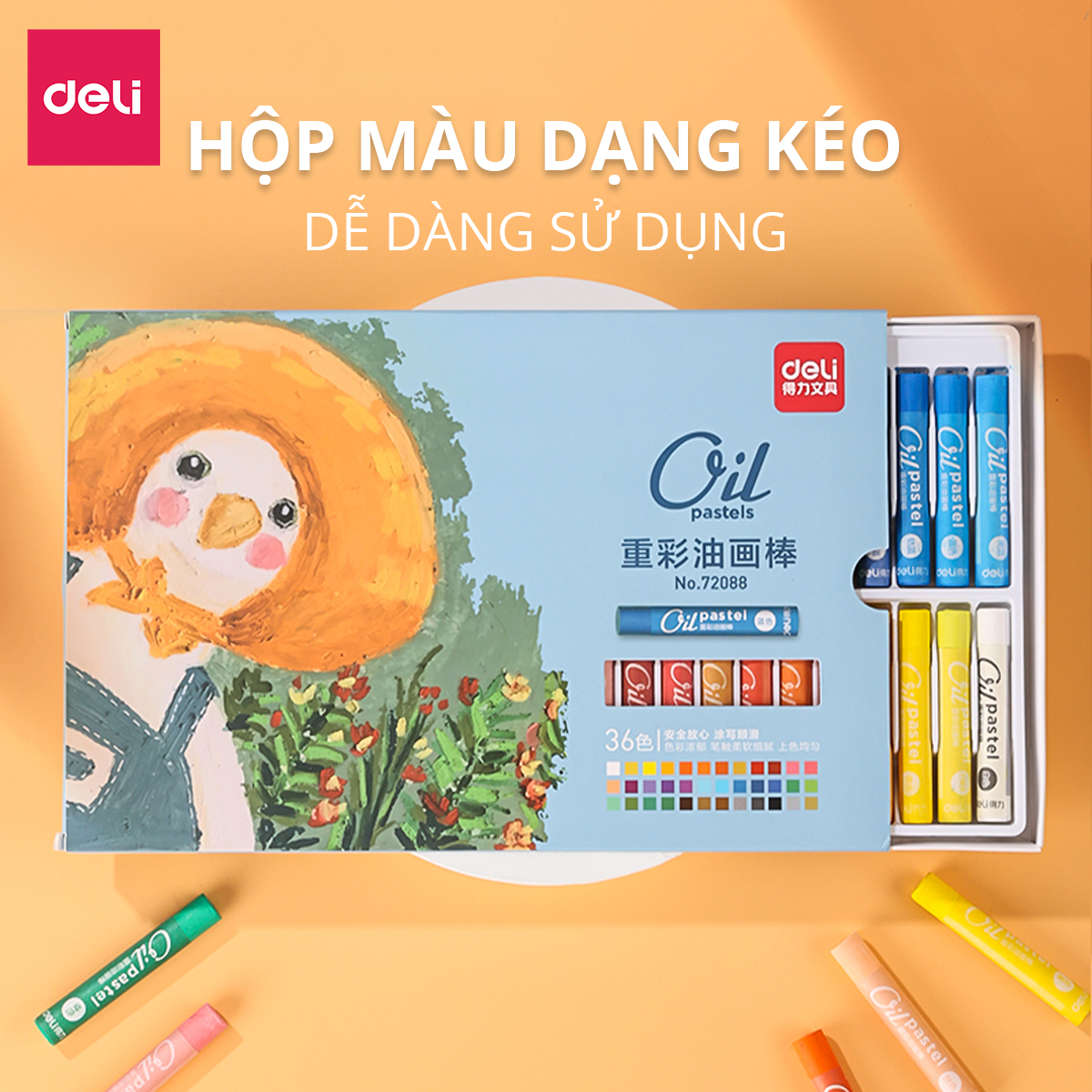 Bút Sáp Dầu Chuyên Nghiệp Deli - Hộp Giấy - 24/36 Màu - 72087 / 72088