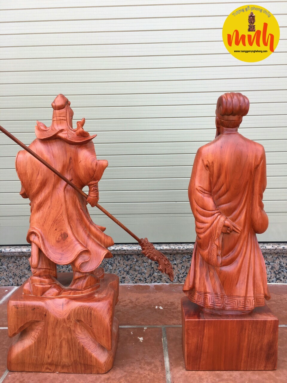 Cặp Tượng Gỗ Quan Công Khổng Minh Gỗ Kích Thước Cao 40cm, 50cm, 60cm