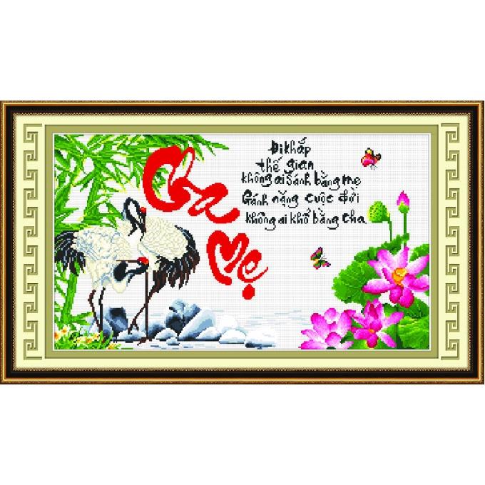 Tranh thêu chữ thập Cha mẹ AL51353, kích thước 45*55 cm
