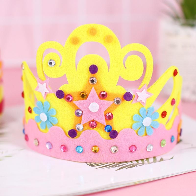 Vương Miện Công Chúa Bằng Vải Không Dệt Đính Kim Sa Làm Thủ Công DIY Trang Trí Tiệc Sinh Nhật Cho Bé