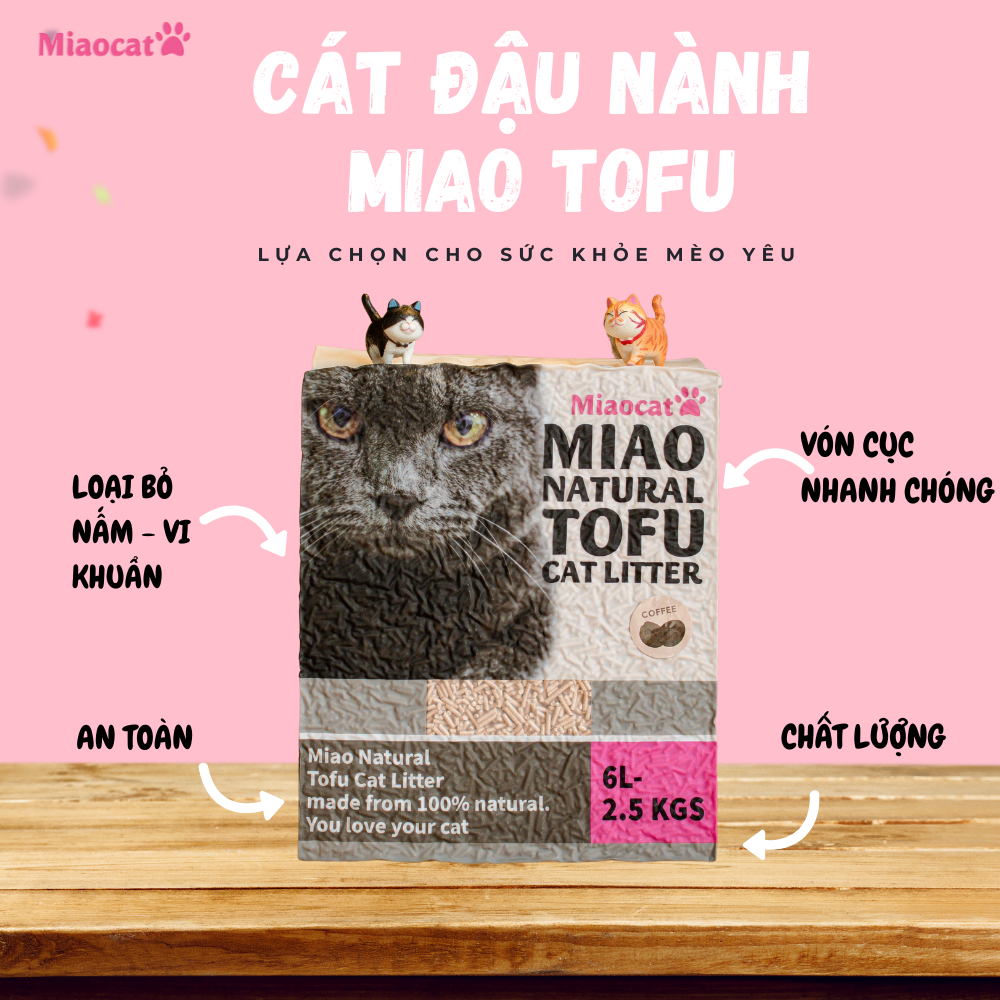 Combo 2 túi cát đậu nành Miao 6L cho mèo - Hương Sữa - Miaocat