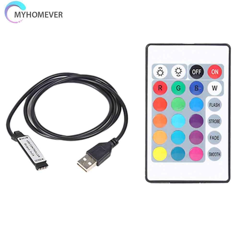 Bộ Điều Khiển Đèn LED Dây Gồm 24 Nút Bấm Và USB RGB 5-24V