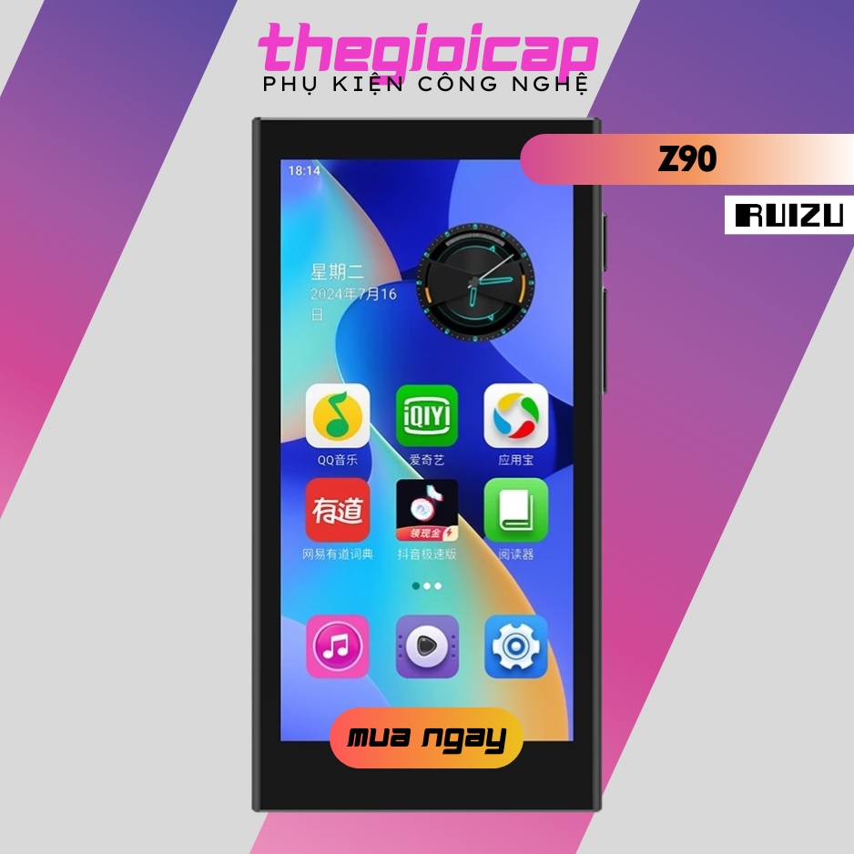 (Hỗ Trợ Tiếng Việt) Máy Nghe Nhạc Android MP4 Màn Hình Cảm Ứng 4.0 Inch Bluetooth WiFi Ruizu Z90 Bộ Nhớ Trong 64GB - Hàng Nhập Khẩu