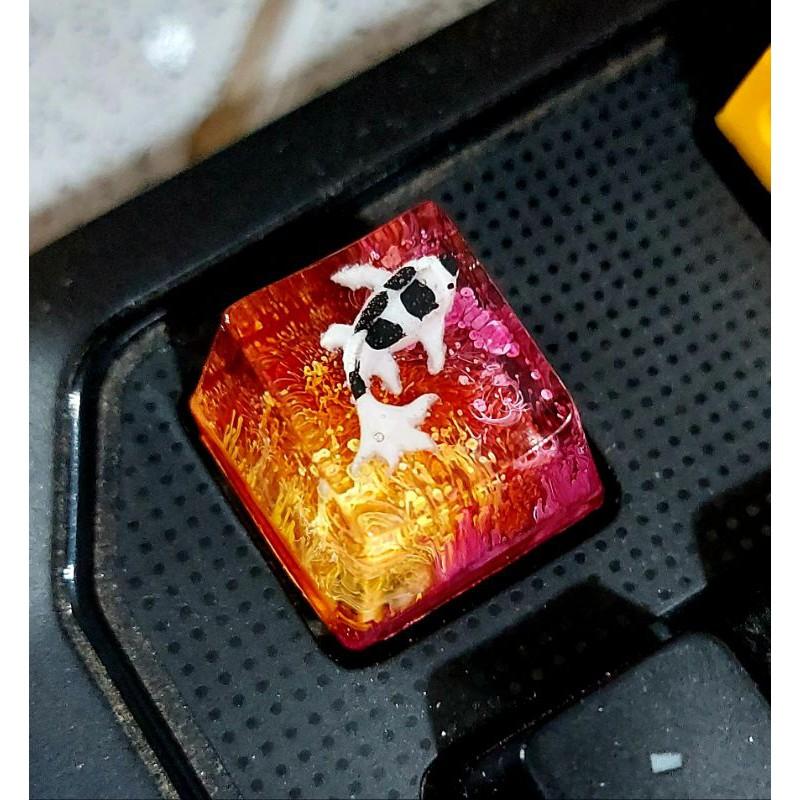 keycap cá koi tone đỏ vàng trang trí bàn phím cơ gaming