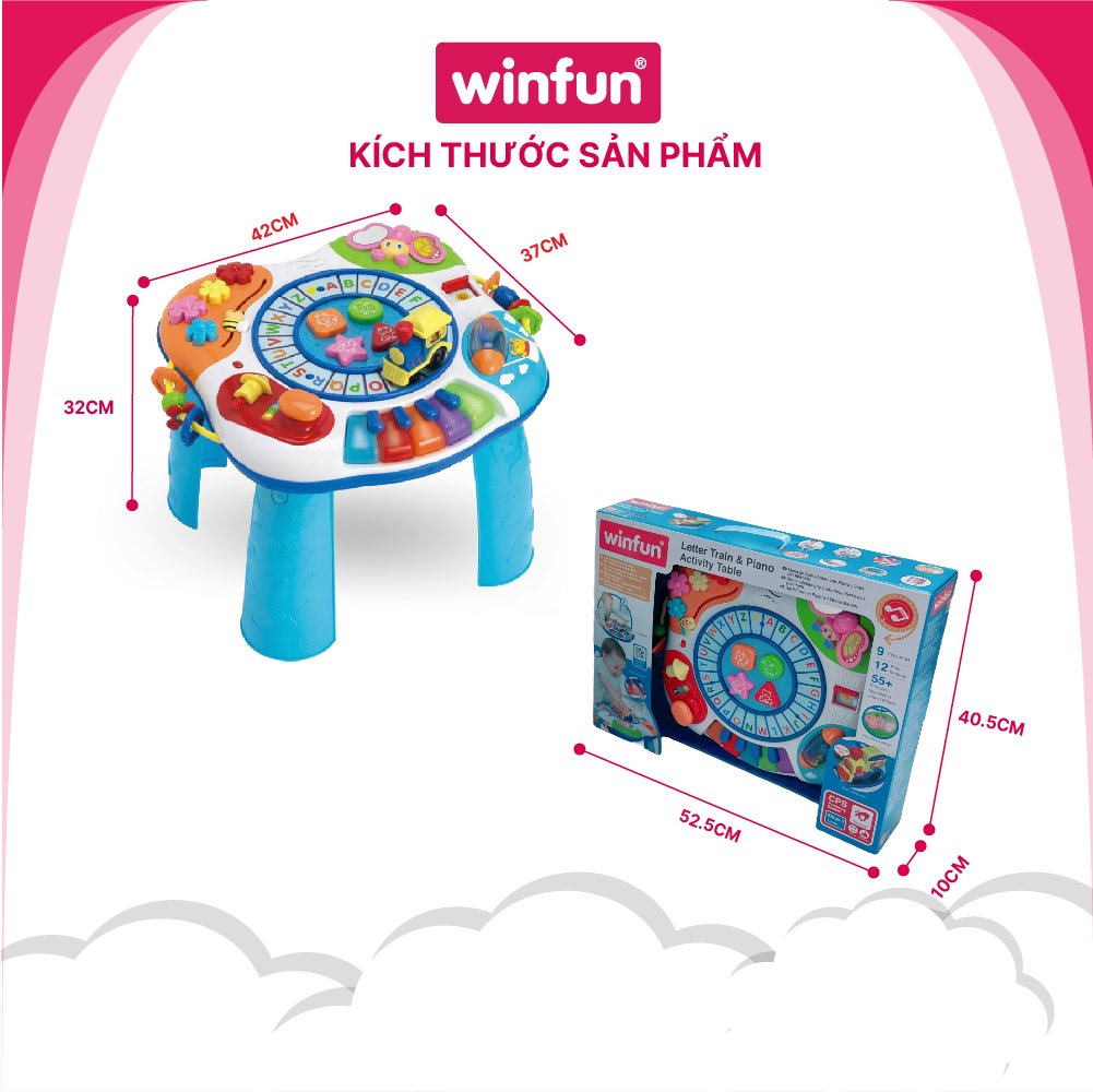 Đồ chơi bàn nhạc đa năng tập đứng cho bé học chữ có nhạc bằng nhựa 0801 hiệu Winfun giúp bé vừa chơi vừa học, phát triển kỹ năng
