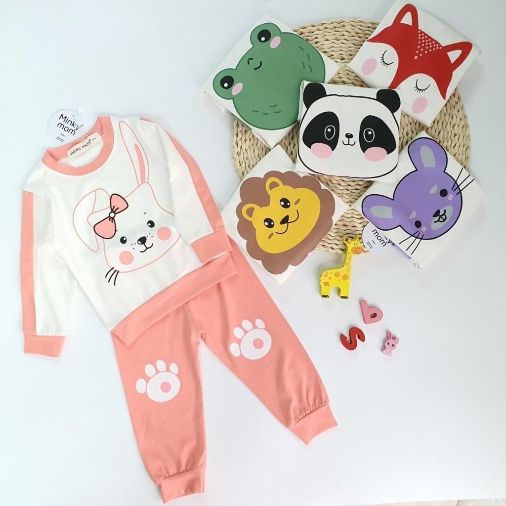 Bộ Cotton Dài Tay Cho Bé Bộ Thu Đông Dài Tay Minky Mom Cho Bé Trai Bé Gái Với Các Hình Thú Siêu Kute