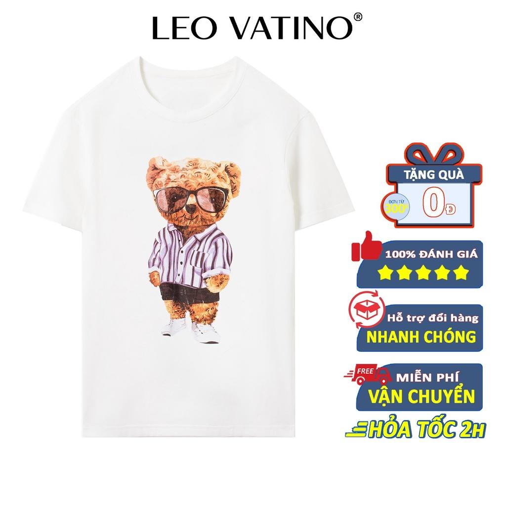 Leo Vatino - Áo thun nam tay ngắn in hình Teddy cổ tròn cotton co giãn form đẹp APLEO01-M6
