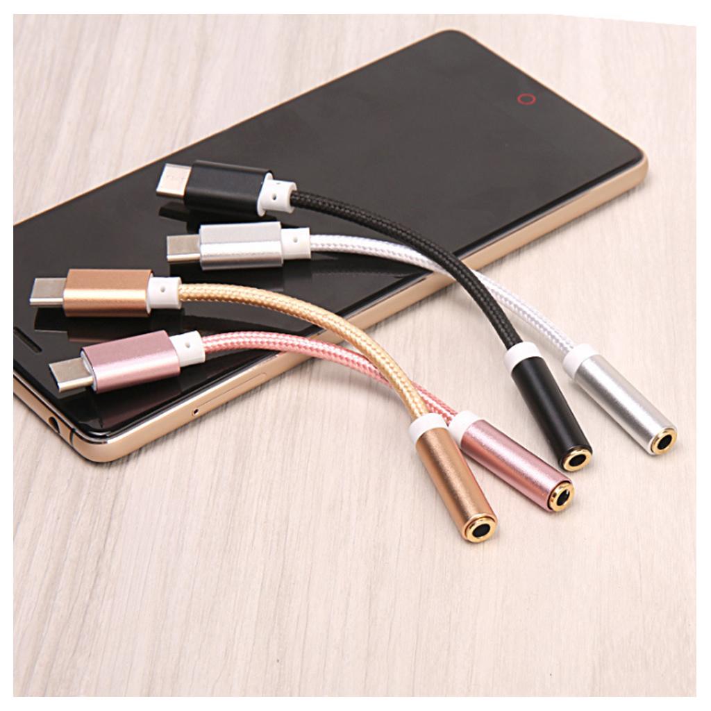 Short USB-C Type C to 3.5 mm Headphone Female Jack Adapter Earphone Audio Cable Cord