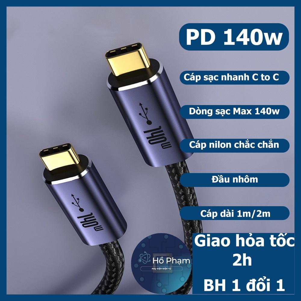 Cáp sạc type-c PD 140w, 240w dây nilon chắc chắn hỗ trợ PD 3.1 dài 1m/ 2m cho AIr/ Pro- Hồ Phạm