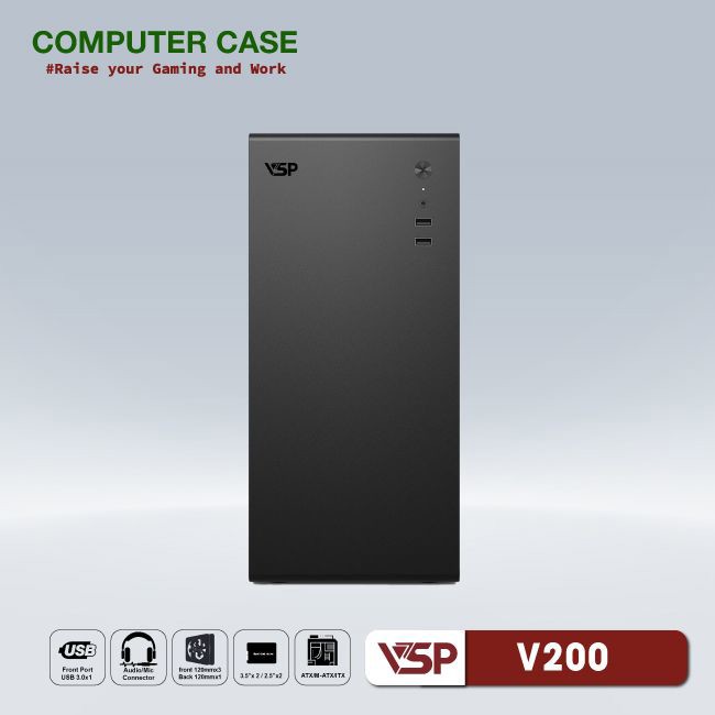 Vỏ máy tính Case VSP V200 [ĐEN] (M-ATX/ ITX) - Hàng chính hãng VSP phân phối