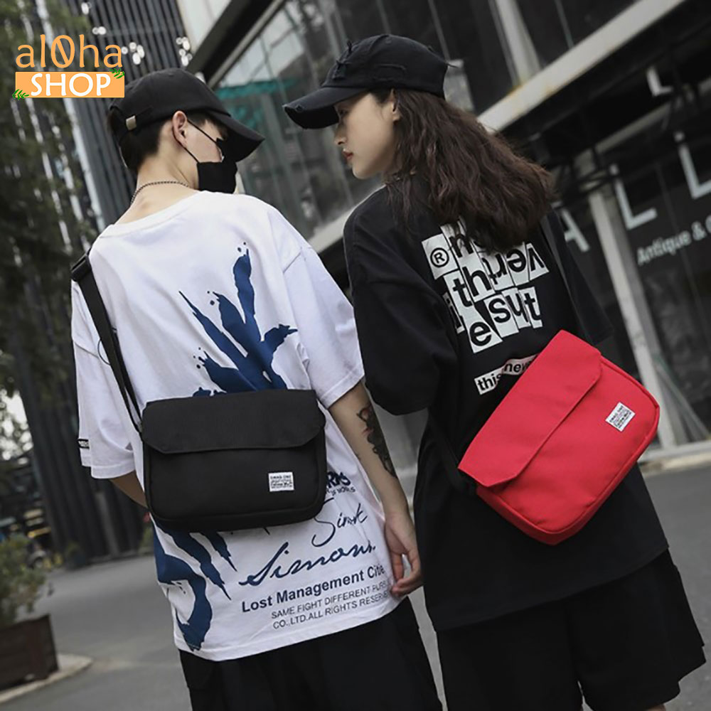 Túi đeo chéo vải canvas Black Rice bền bỉ phong cách thòi trang unisex nam nữ - al0ha Shop