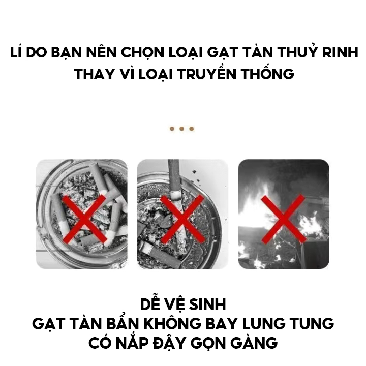 Gạt Tàn Thuỷ Tinh Có Phễu Inox Cao Cấp Phù Hợp Quán Cà Phê Văn Phòng Làm Việc