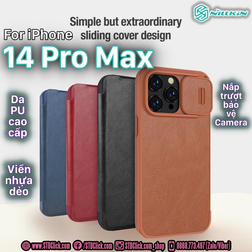 BAO DA DÀNH CHO ĐIỆN THOẠI IPHONE 14 PRO MAX NILLKIN QIN BẢO VỆ CAMERA
