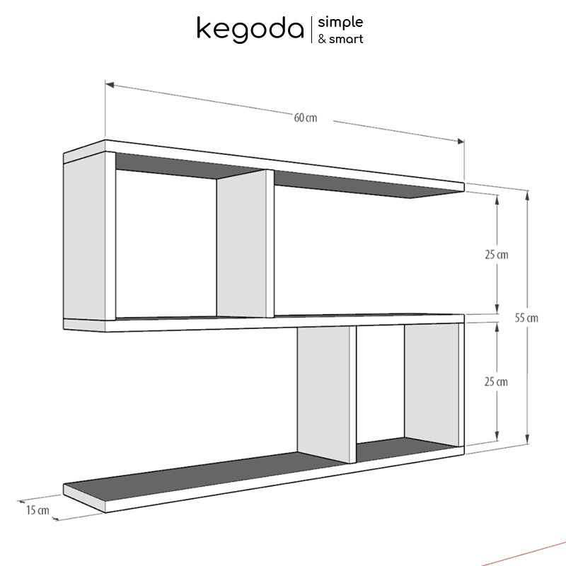 Kệ Sách Gỗ Trang Trí Treo Tường 3 Tầng Dài 60cm Không Cần Khoan - Tặng Kèm Đầy Đủ Phụ Kiện