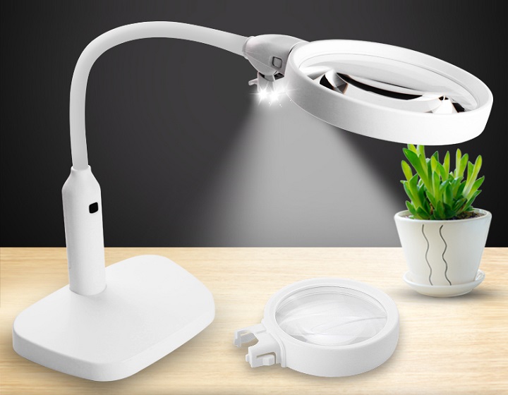 Kính lúp để bàn có đèn tích hợp kẹp bàn đa năng K7763