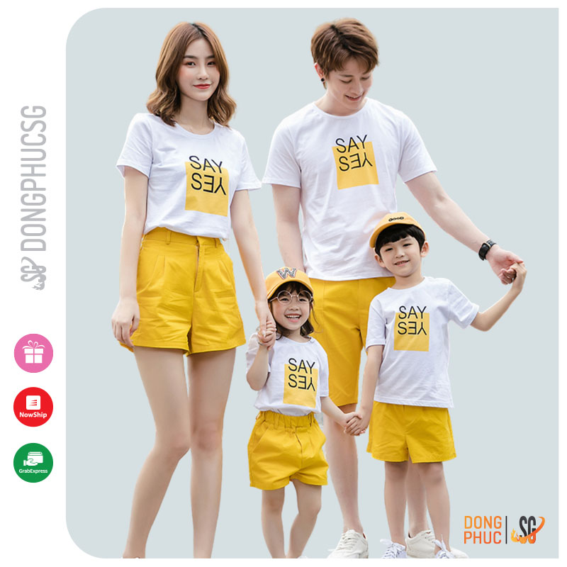 Áo gia đình 3/4/5 người mẫu SAY YES thun cotton dày dặn làm đồ đôi mẹ và bé đồng phục gia đình hội nhóm | DONGPHUCSG