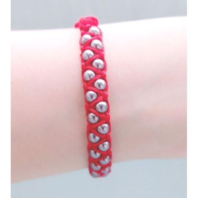 Vòng tay may mắn-chỉ đỏ-hột bẹt-Wendy-Friendship bracelet-phong thủy-tình bạn-bạn bè-handmade DIY-vòng chân
