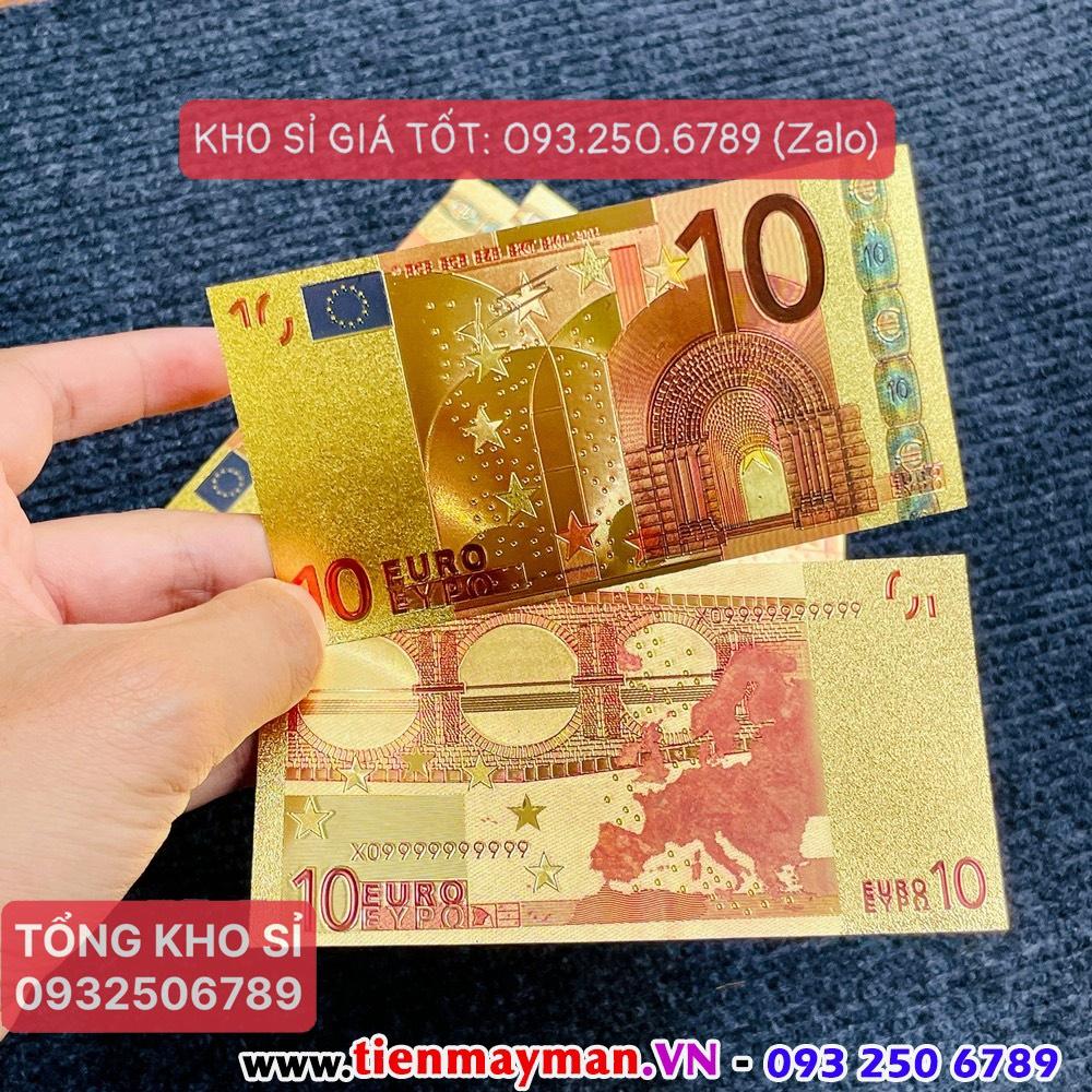 Trọn bộ 7 tờ EURO plastic mạ vàng cao cấp, lưu niệm, quà tặng phong thủy may mắn, tặng kèm bao lì xì