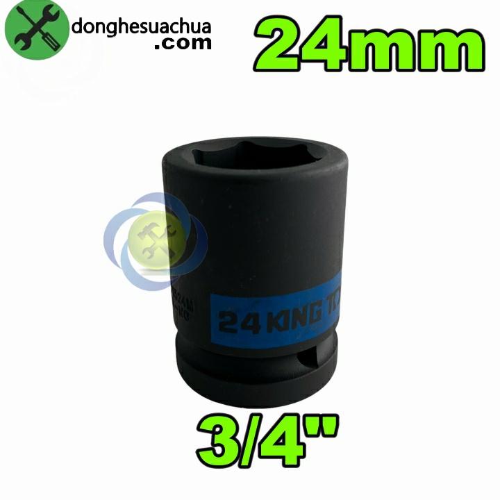 Tuýp 24mm 3/4 Kingtony 651524M loại ngắn 6 cạnh màu đen