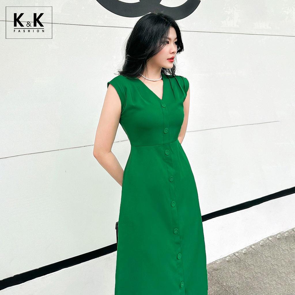 Đầm Xanh Dự Tiệc Dáng Dài Sát Nách K&amp;K Fashion KK130-04 Chất Liệu Tuytsi