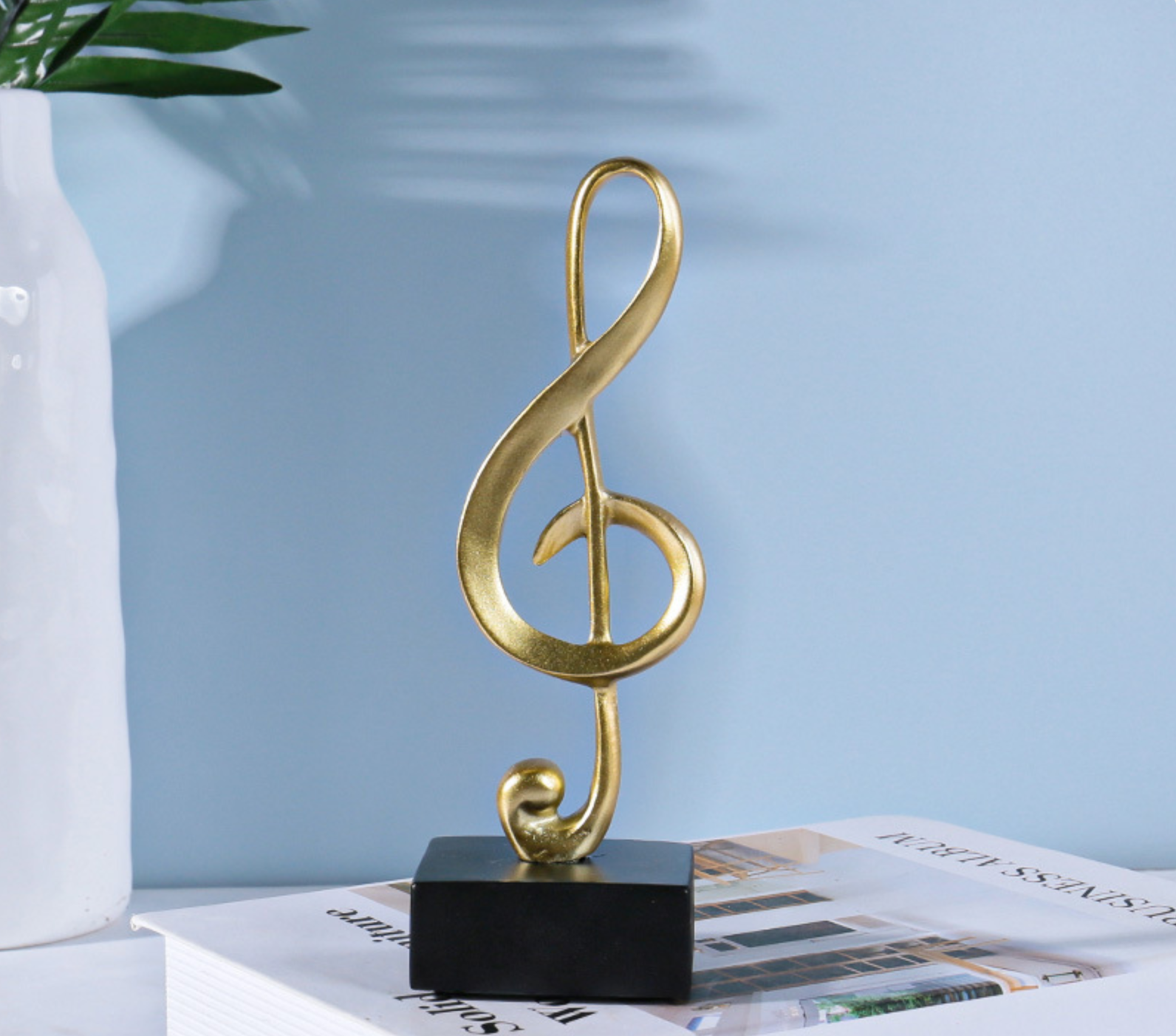 Mô hình 3 nốt nhạc, khoá sol mạ đồng bàn làm việc decor trang trí nhà cửa - Hàng chính hãng