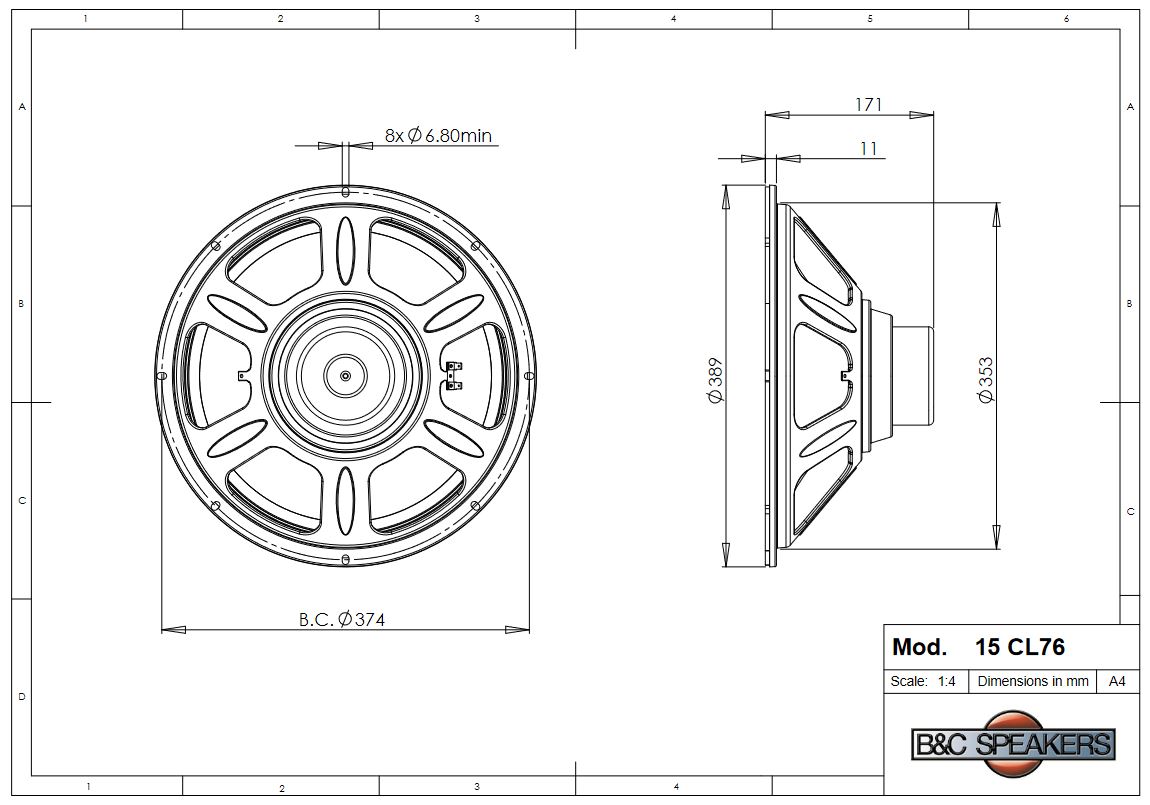 Loa Rời 4 TẤC B&C SPEAKERS - ITALIA 15CL76 (1 cái) – Hàng Chính Hãng