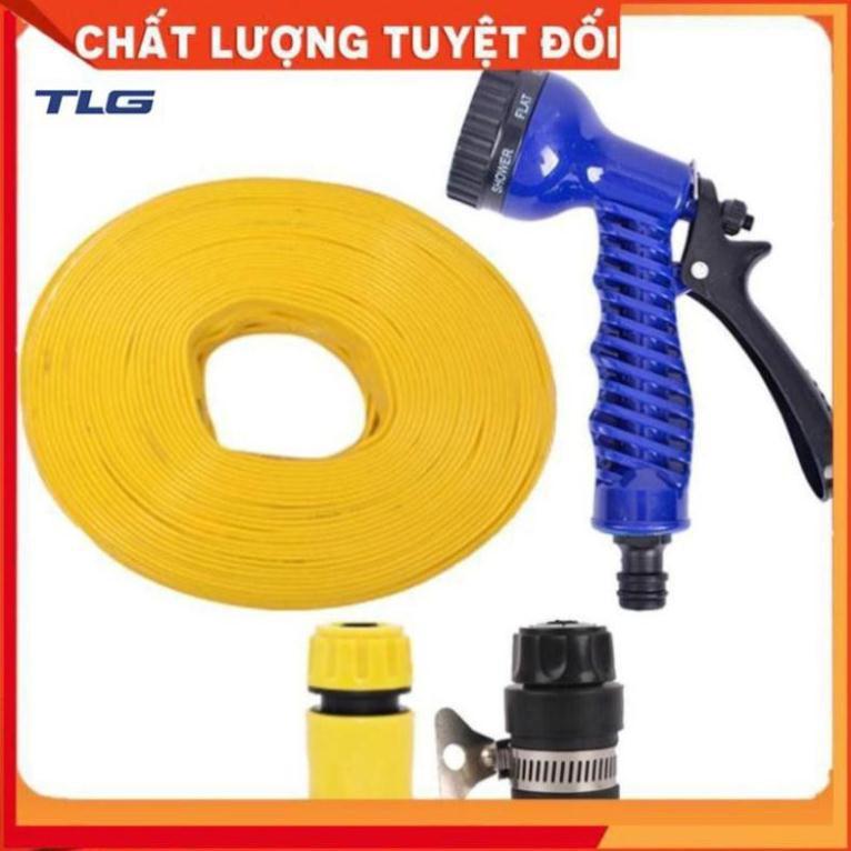 Bộ dây tăng áp 3 lần vòi xịt nước rửa xe, tưới cây loại 20m (cút nhựa nối nhựa đen 713-2) 206843