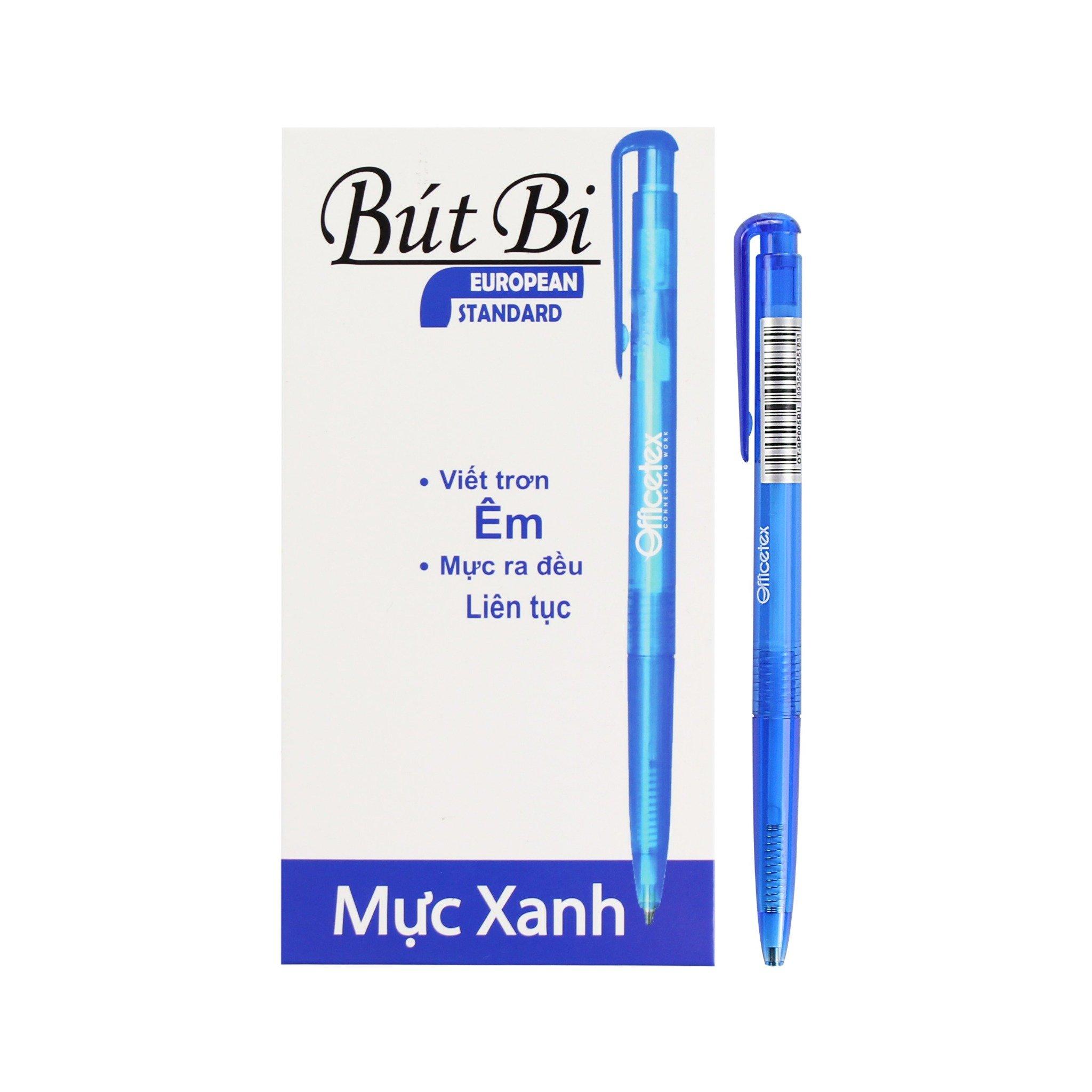 Hộp 24 Cây Bút Bi Mực Xanh Officetex - OT-BP005BU