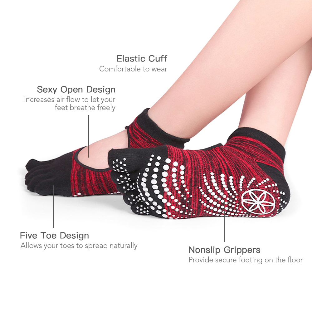 Vớ tập Yoga, khiêu vũ xỏ ngón, chống trượt, chất liệu cotton thoáng khí giúp đôi chân luôn thoải mái trong suốt quá trình tập luyện