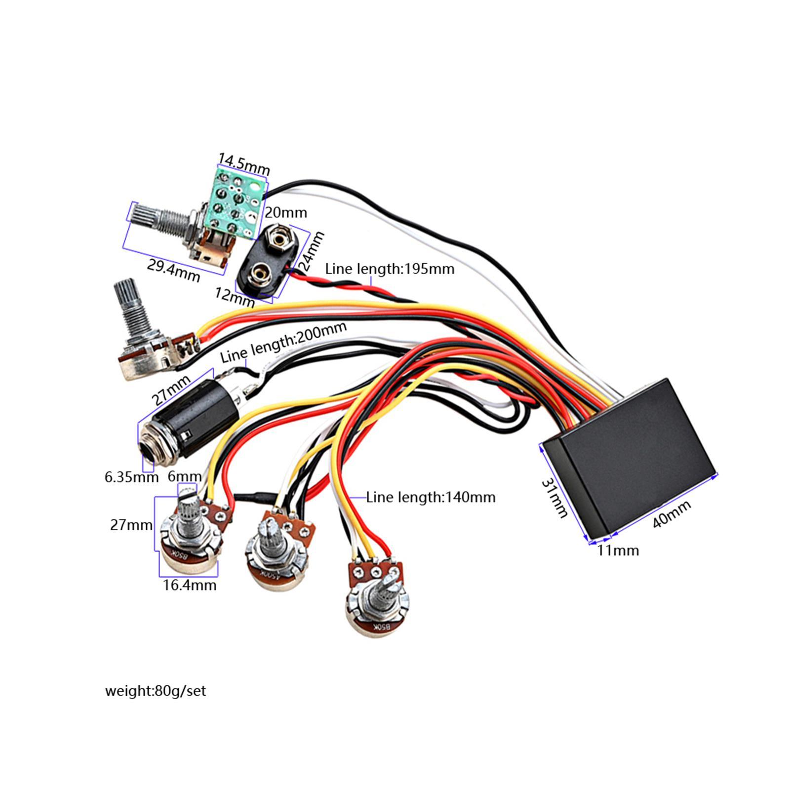 Bass EQ Band Replacement Guitar Wiring Harness Active or Passive for Electric Bass