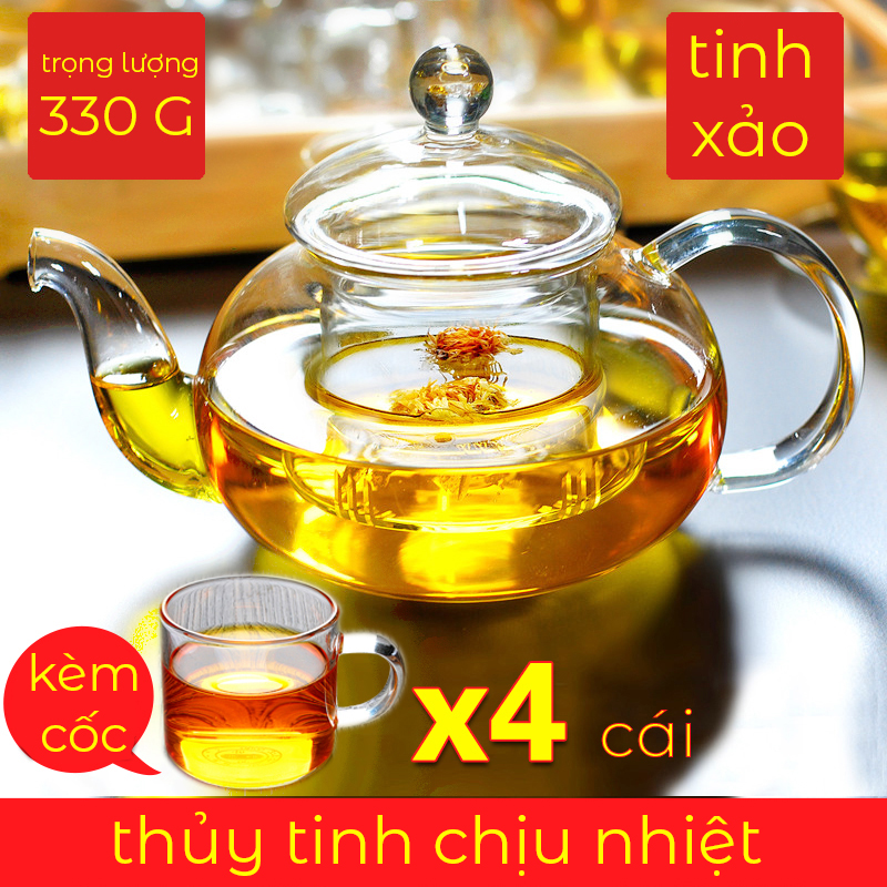 Bộ ấm chén pha trà lõi lọc thủy tinh L21