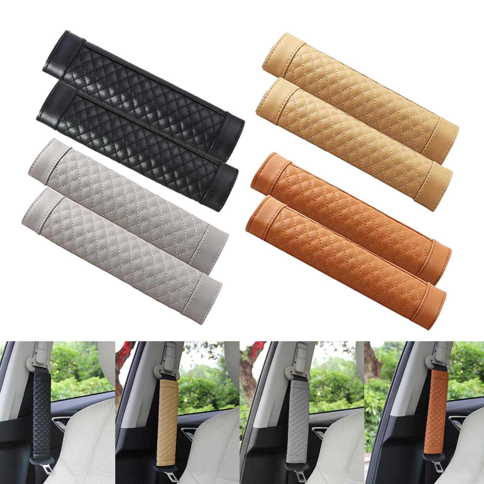 2pcs Stylish Driving Car PU Safety Seat Belt Pads Cover Protector black
