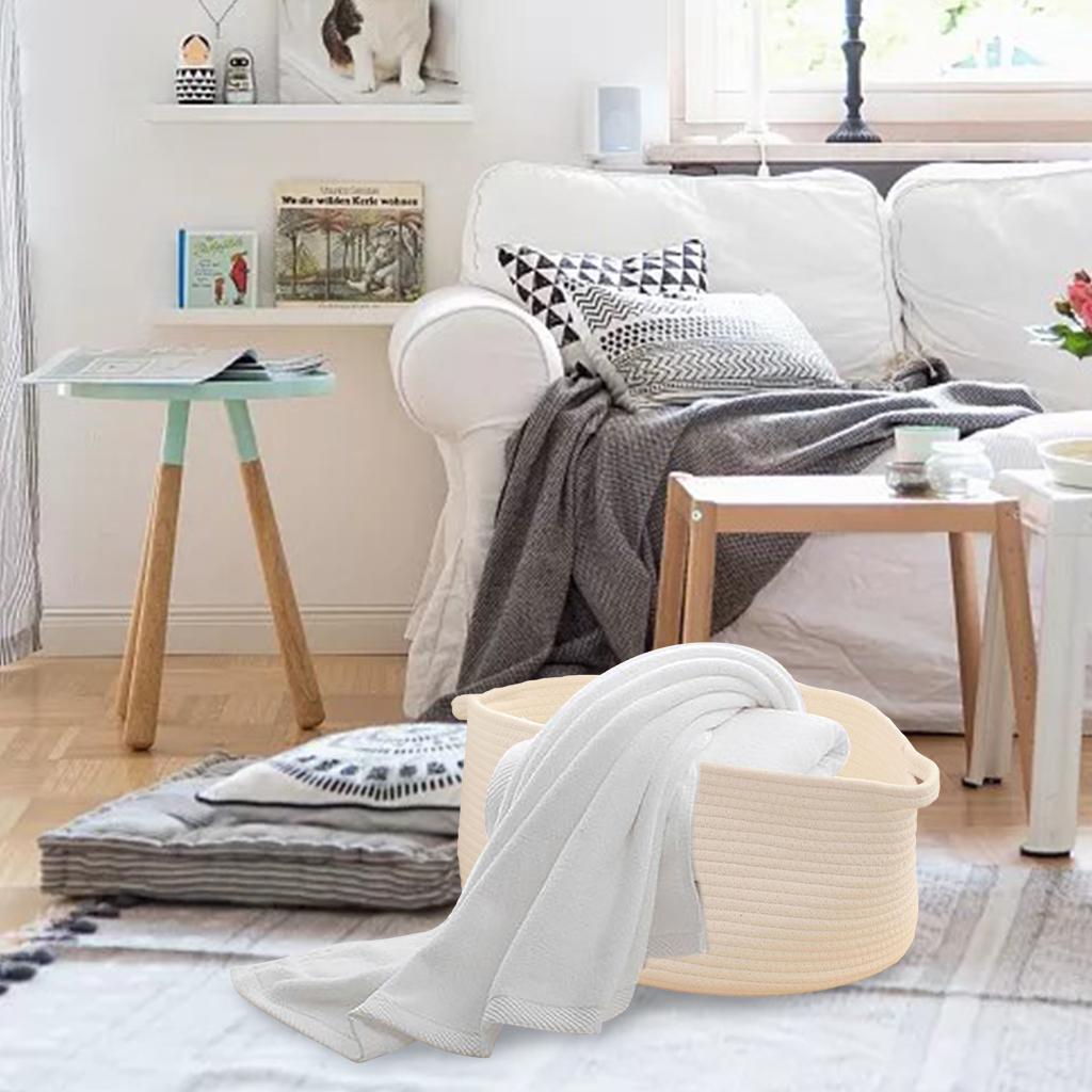 Homyl Oval Cotton Rope Woven Basket Laundry Hamper for Sundries Toys