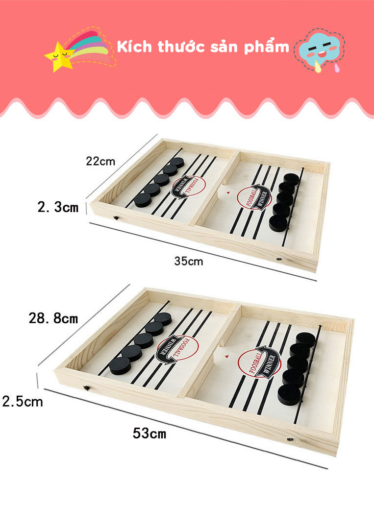 Đồ Chơi Gỗ, Bộ Cờ Búng Foosball Winner, Sling Puck Đồ Chơi Vận Động Cho Bé BABYBOSS - Tặng Kèm 1 Tranh Ghép Bằng Gỗ