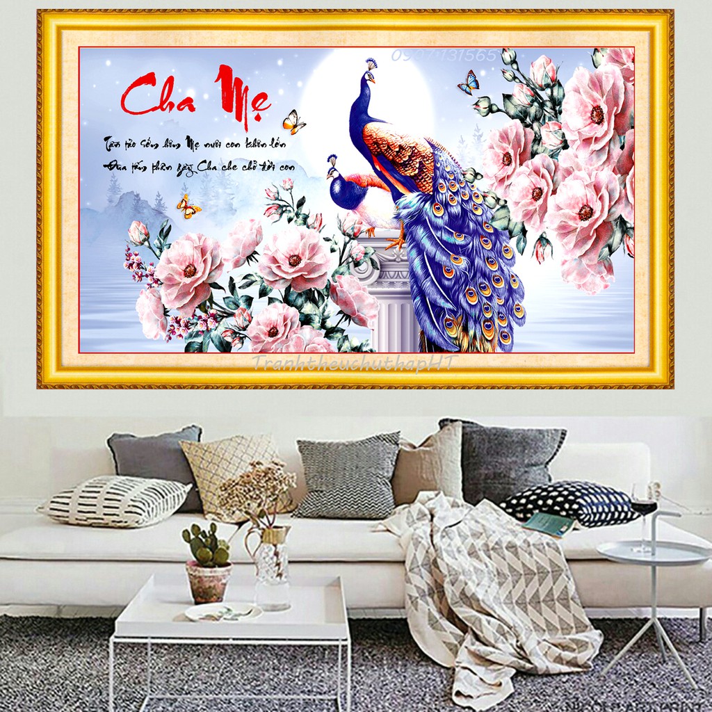 Tranh đính đá Công ơn Cha Mẹ - khách tự đính