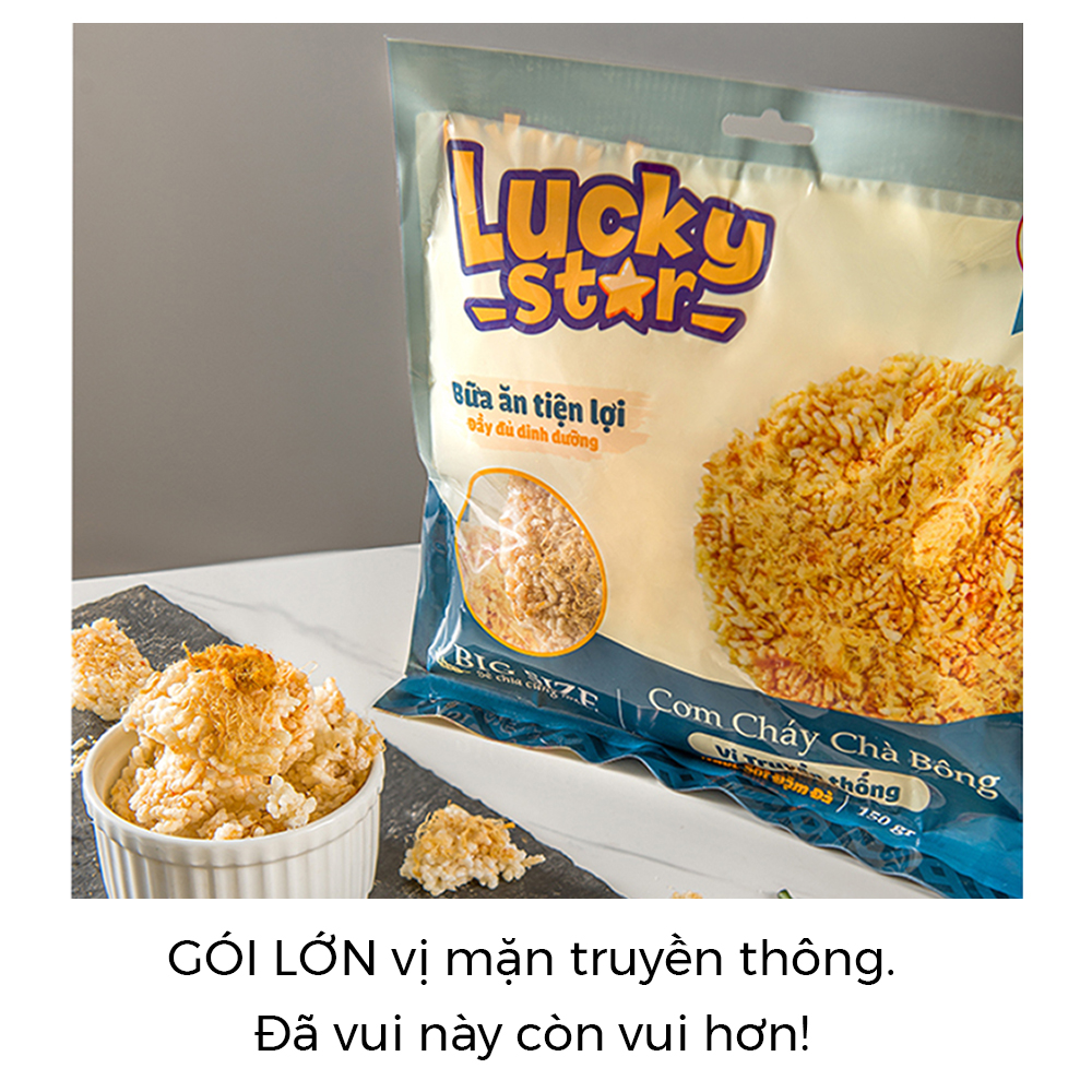 Cơm cháy chà bông truyền thống Lucky Star gói LỚN 150g đậm vị thơm ngon, đồ ăn vặt Việt Nam đảm bảo ATTP