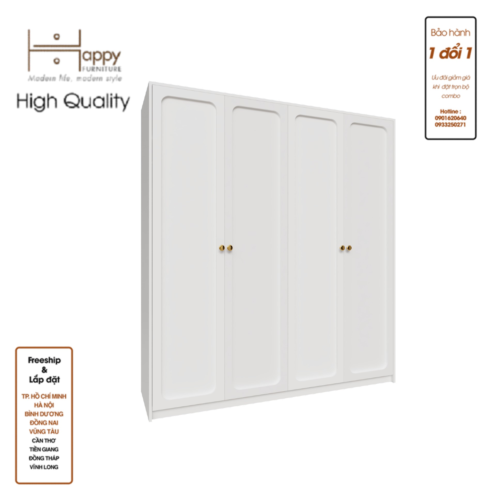 ELEGANT, Tủ quần áo 4 cửa mở 1m8x2m, 180cm x 54cm x 200cm , TCM_083