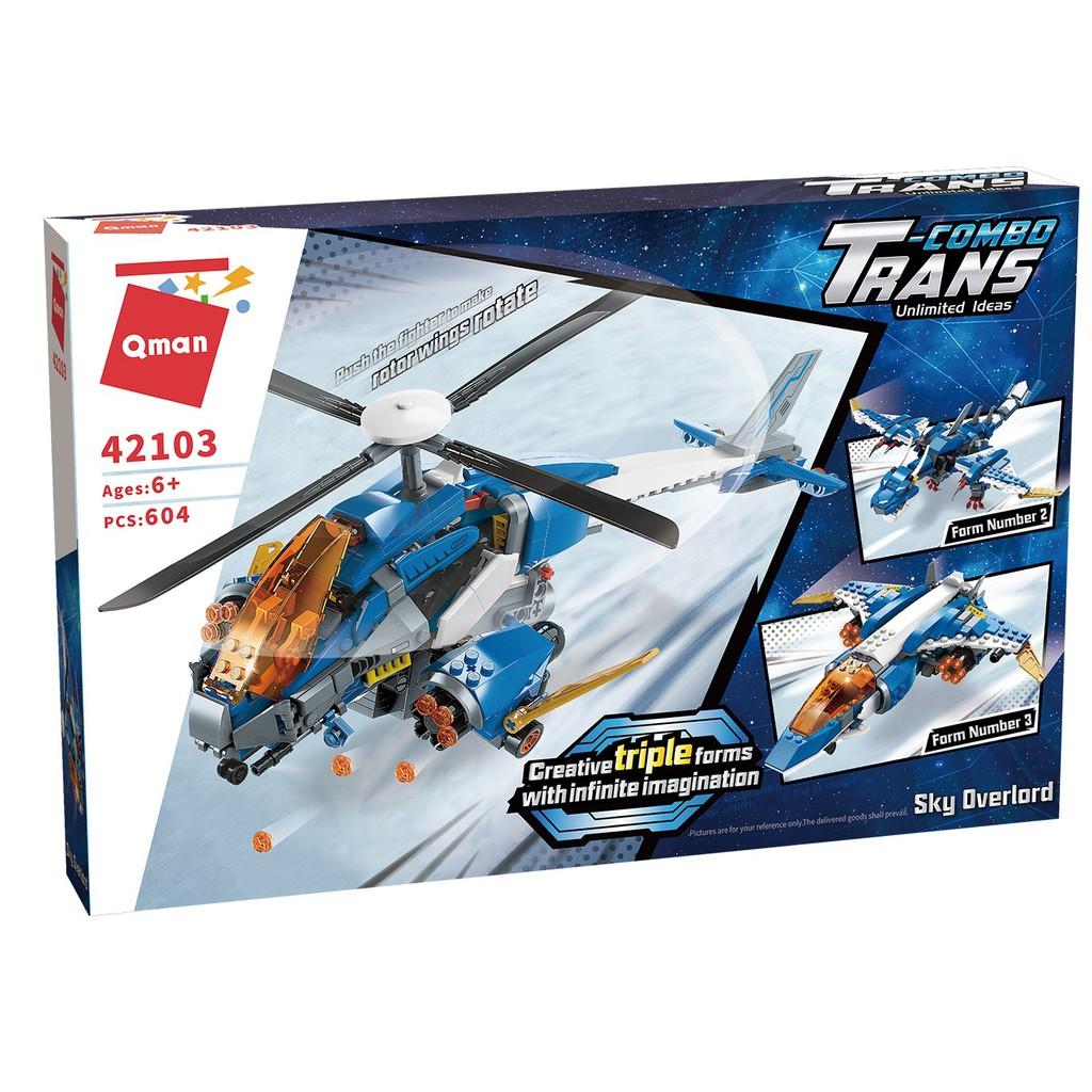 Đồ chơi xếp hình trực thăng biến đổi 2 trong 1 cho bé trai từ 6 tuổi Qman 42103