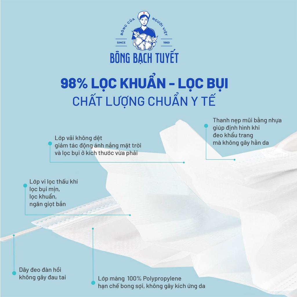 Khẩu trang Bông Bạch Tuyết 3 lớp trắng (50 cái/hộp)